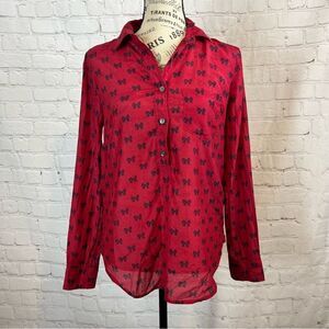 J Crew Boy popover in bows size 0 silk blend